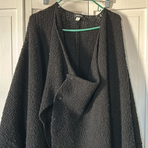 Amazing Eskander Long Line Black boucle wool and mohair sweater coat - ONE SIZE - Picture 3 of 11